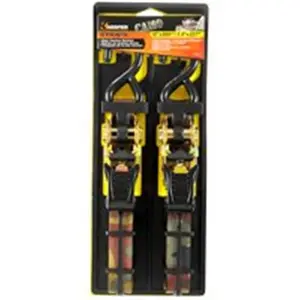 212 MAIN Camouflage Web Ratchet Tiedown - 12 Ft Full Size, Vinyl Coated, ATV Securing Secure Fastening (Keeper 3518 Model)