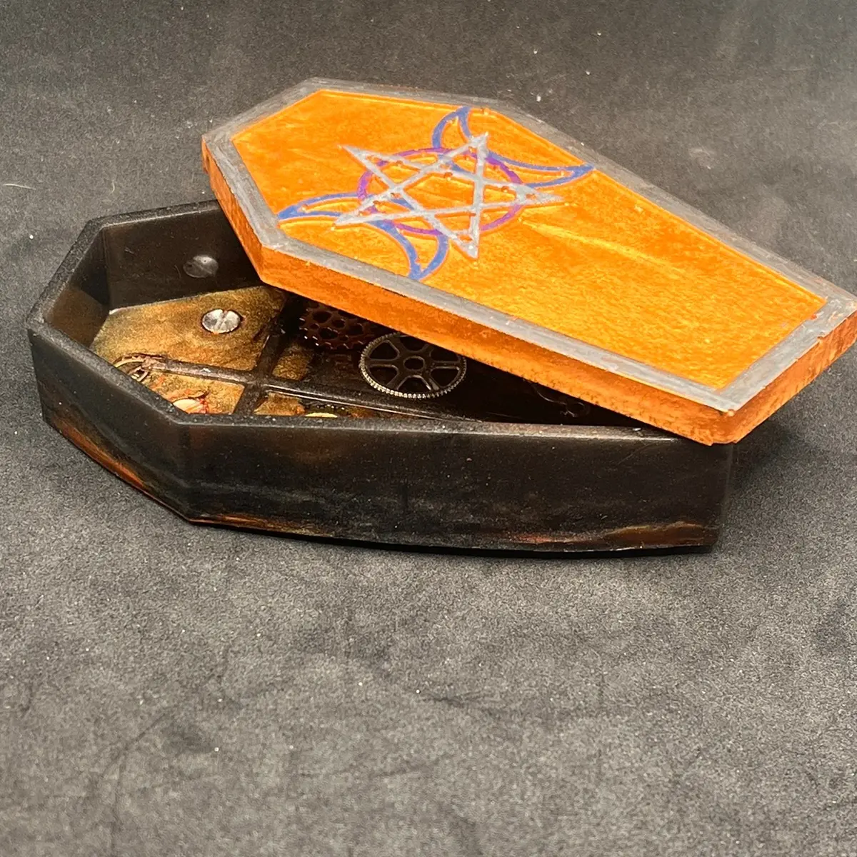 Coffin timepiece stash jar