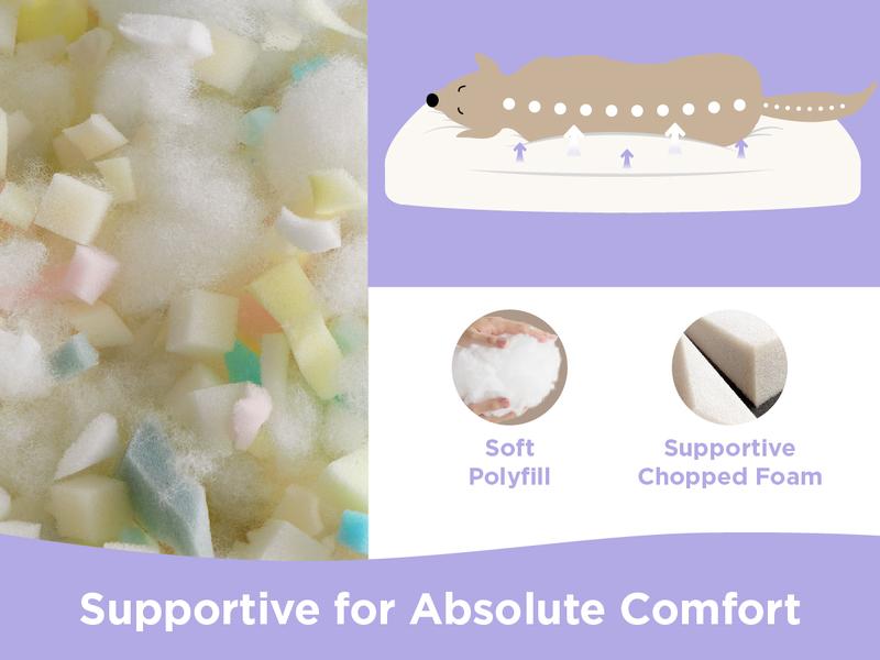 Lesure Thick Warm Washable Pet Mattress for Crate - Cozy Shredded Chopped Foam Pet Bed with Removable Cover, TikTokShopBlackFriday, Cute Modern Fuzzy Plush, Anti Slip Bottom Bedding Pad, Stylish Design for Indoor & Outdoor Use, Perfect for Winter Comfort