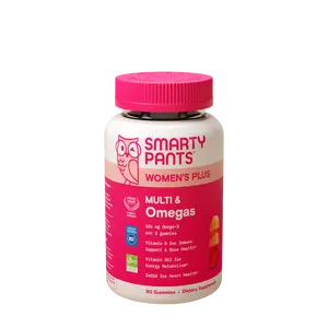 SmartyPants Women’s Plus Multi & Omegas 90 Gummies with Vitamin C D3 B12 A Biotin Folate Omega-3s for Nutrient Support & Bone Health Dietary Supplement