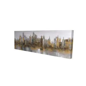 Begin Home Decor 2080-1648-CI79 16 x 48 in. Gloomy Cityscape Canvas - Industrial Bedroom Wall Decor