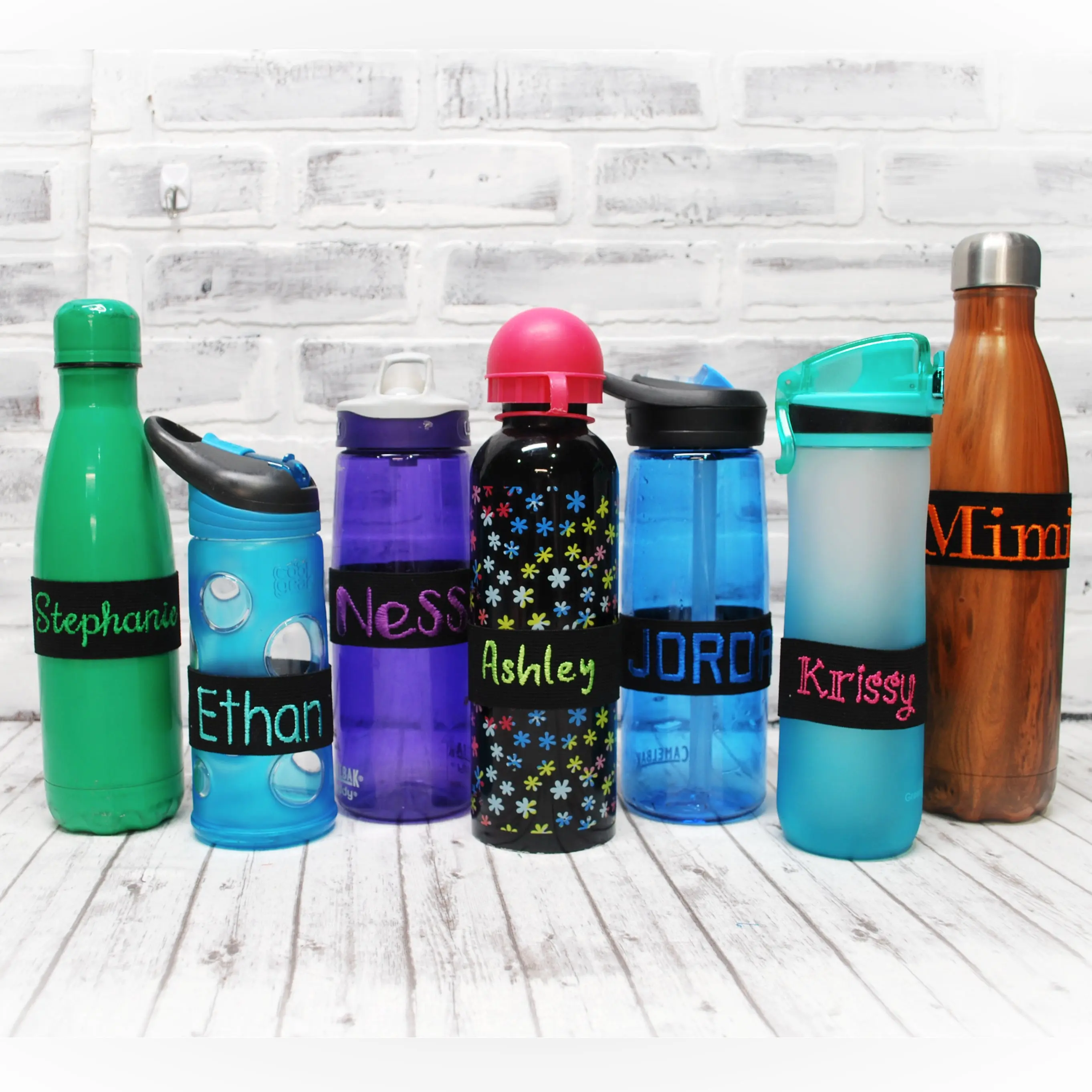 CupBandz Personalized Waterbottle Labels Reusable Slip-On Elastic Drink Protector for Sippy Cups & Water Bottles 4 Sizes Available for Easy Washing & Personalization Insulated Drinkware