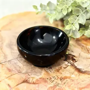 3'' Black Obsidian Charging Storage Bowl Carving Healing Crystals Collection Crystals Holder Home Decor Gift Mineral Specimen