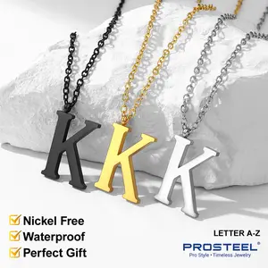 PROSTEEL Initial Letter Pendant Necklace Stainless Steel Simple Necklaces Jewelry Unisex For Men Women with Gift Box