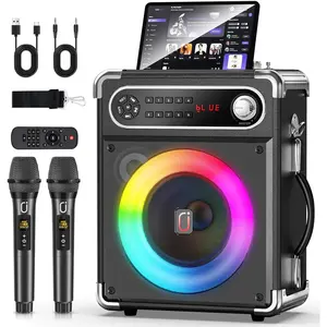 Karaoke Machine with 2  Microphones,?Upgraded 6.5"Woofer & 2"Tweeter?Portable  5.3 Karaoke Speaker, PA System with Bass/Treble/Echo Adjustment, Supports USB/AUX/TF/TWS for  Party