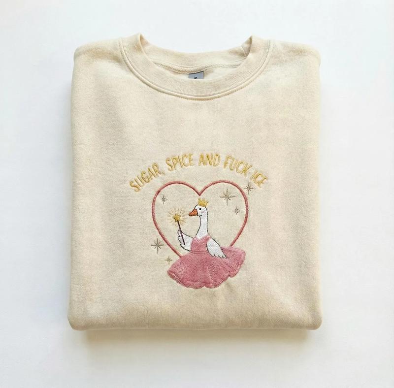 Embroidered Sugar Spice and F*ck ICE Sweatshirt, Anti ICE Protest Shirt, Pro Immigration Liberal Apparel