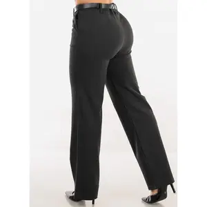 Push Up Super High Waist Stretch Bootcut Dress Pants Charcoal