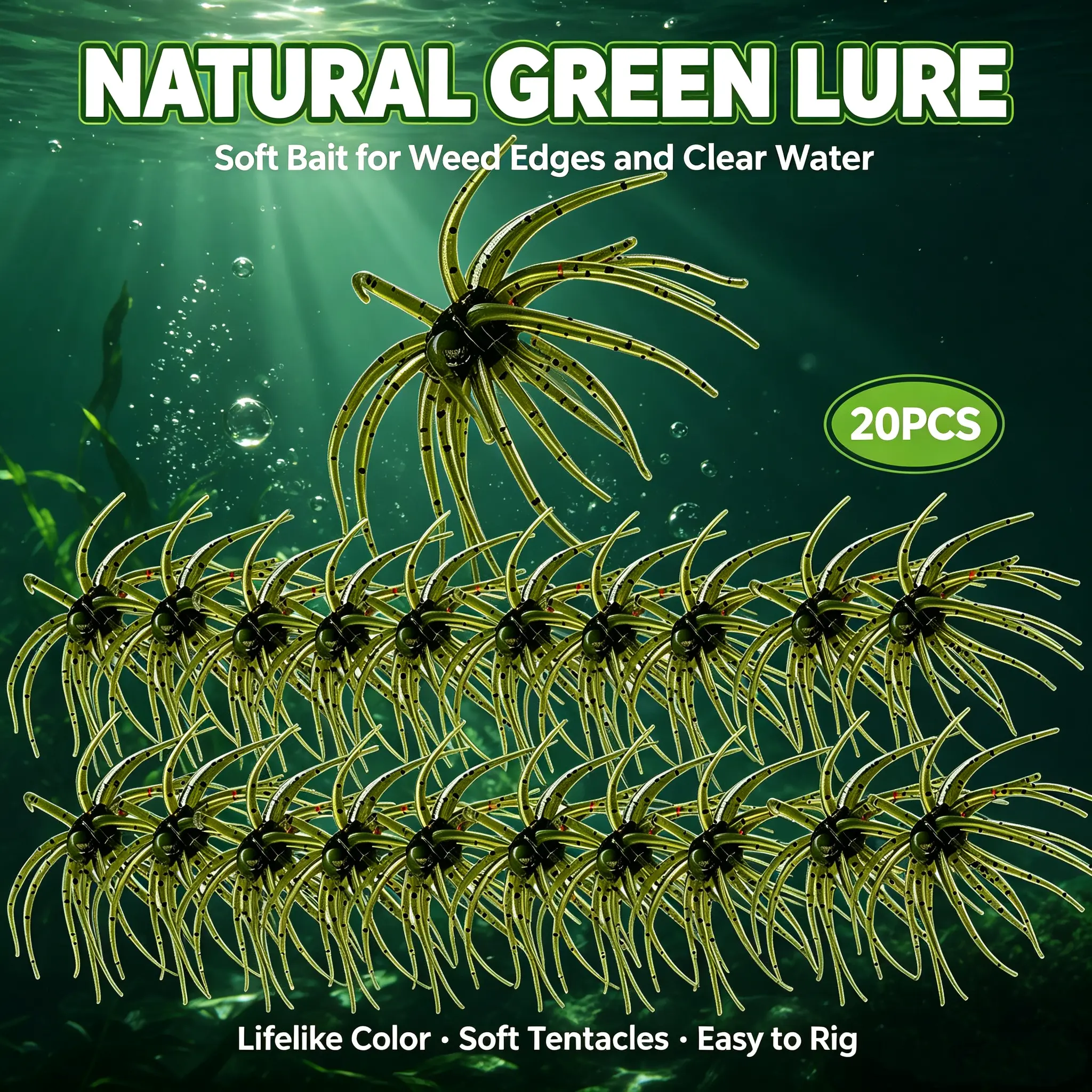 20PCS Fishing Lures for Freshwater – Realistic Sea Urchin Bait, Floating Artificial Fishing Lures with Lifelike Details, Durable Soft Bass Baits