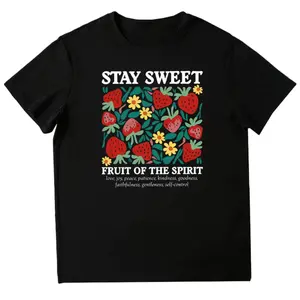 Stay Sweet   Shirt, Fruits of the Spirit T-shirt, Boho Christian Strawberry Graphic Tee, Inspirational Christian Clothing, Positive Shirt