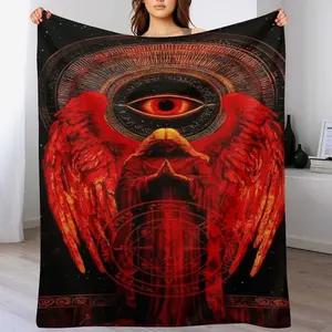 Who else is obsessed with this all-seeing eye and red winged angel throw? The vibe is unmatched