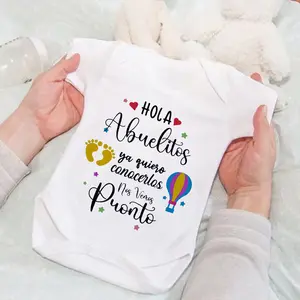 Hello Grandparents I Want To Meet You See You Soon Printed Baby Bodysuit Pregnancy Announcement Outfit Newborn Reveal Bodysuit