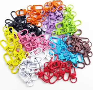 [Summervibes]100Pcs/Set Candy-colored Metal Paint Keychain,Lanyard Swivel Snap Hooks Heavy Lobster Claw Clasps For Bag Jewelry Accessories,DIY Hand Tools Kits