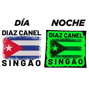 Sticker Fluorescente “Díaz-Canel Singao” **Dimensiones:** - Largo: 114.5 mm (4,5 in) - Alto: 127 mm (5 in) Antirayadura, Calcomanía para ventana de coche.Calcomanía para Coche y Adhesivo Decorativo