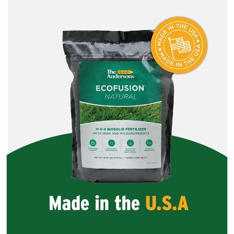 Professional Ecofusion™ Natural 11-0-5 Biosolid Fertilizer with Iron and Micronutrients 18 lb. Bag - Covers up to 5,000 sqft.