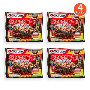 Otafuku Seafood Okonomiyaki 4-Pack, Authentic Japanese Savory Pancake, Ready to Heat