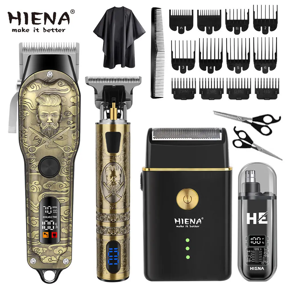 4-in-1 Professional Hair Clipper Kit, Portable USB Rechargeable Grooming Set - Hair Trimmer, Shaver, Nose Trimmer for Travel, Home Use