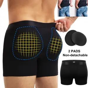 CATTIBOR Men Padded Underwear Boxer Shorts Butt Padded Underwear,Men Breathable & Soft Unidied Pad Underwear,Men Hips Enhancer Shaper Booty Lifter Panties,Men Underwear With Non-detachable Pad,Men Underwear For All Seasons