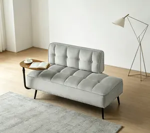54-Inch Two-Seater Velvet Sofa | 360° Rotating Side Table, Multi-Use Design
