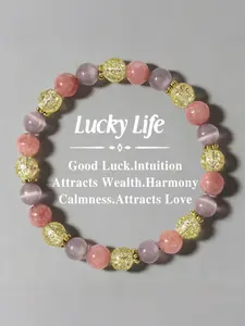 Women's Natural Cat Eye Sunstone Crystal Bracelet, Attracts Wealth and Love, Chakra Balancing Jewelry, Gift for Friends