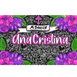 Personalized Party Banner Baptism Flowers