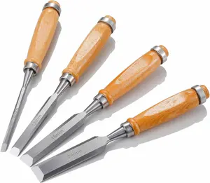 4 Piece Woodworking Chisel Set Beech Solid Wood Handle Tool High Hardness Chrome Vanadium Steel - Designed for woodworking tools and woodworking hobby DIY