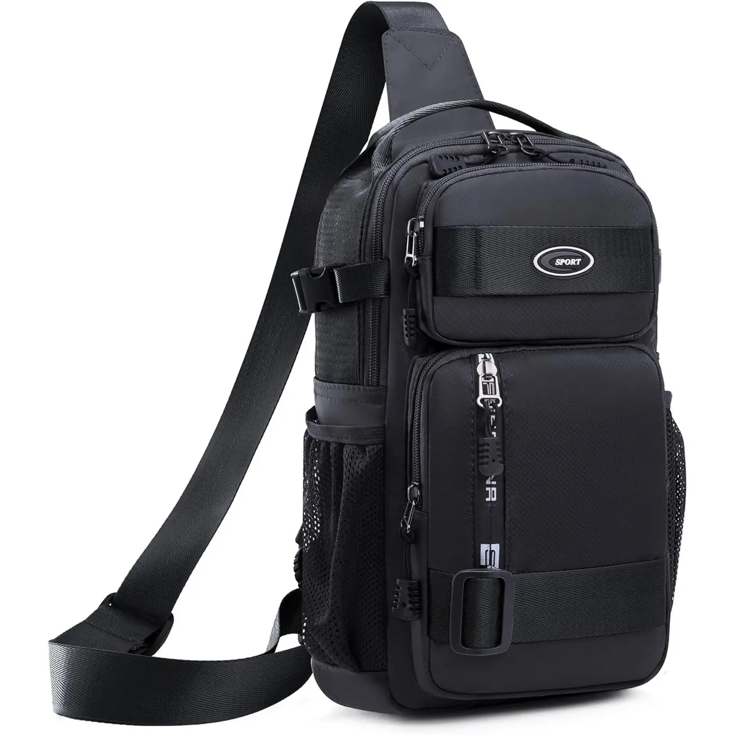 BIGWIG Men's Casual Portable Sling, Water-Resistant Polyester Zipper Crossbody Bag with 8 Pockets for Daily Use, Travel, and Hiking