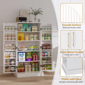Modern 47-in Freestanding Multi-layer Storage Cabinet, 1pc Large Capacity Indoor Cupboard with Doors & Adjustable Shelves, Home Organization Solution for Kitchen, Garage