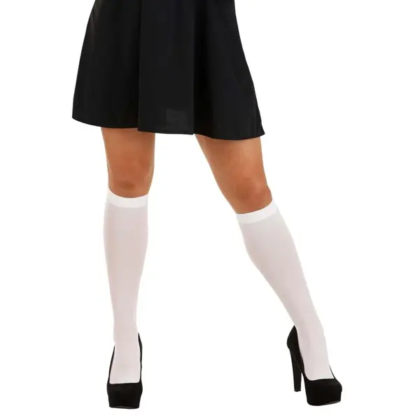 Women's Opaque White Knee High Stockings