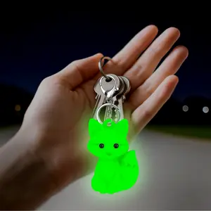 Fox Glow-In-The-Dark Keychain, Night-Light Accessory for Keys, Unique Gift Idea for Fox Lovers & Animal Enthusiasts