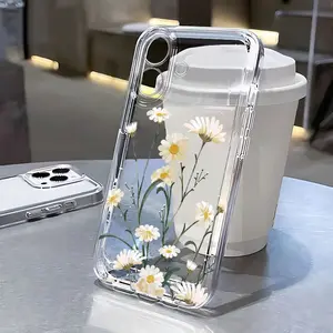White Daisy Mobile Phone Case for iPhone 17 Promax /16/15/14/13/12/11 Cartoon Cute New Fashion Mobile Phone Case Simple Protective Case Cartoon Print Mobile Phone Case