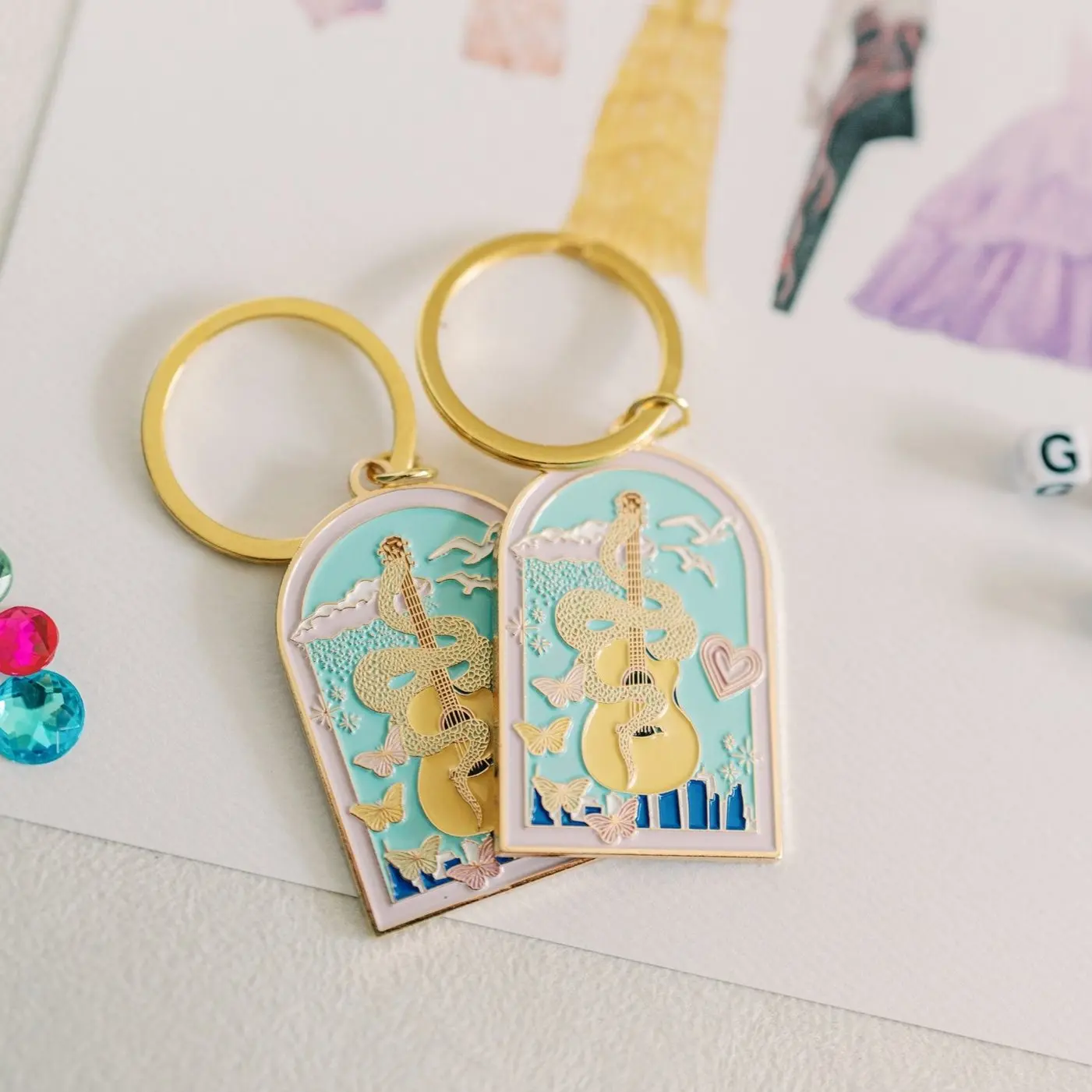 Enamel Eras Keychain- Simple Design with Clear Enamel Engraving
