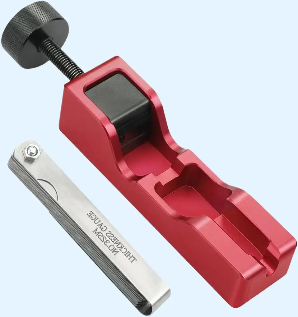 Zpana Car Spark Plug Gap Tool, Vehicle Sparkplug Gapping Tool with 32 Blade Steel Feeler Gauge, Automotive Spark Plugs Adjustment Gapper for Most 10mm 12mm 14mm 16mm, Universal Fit (Red)