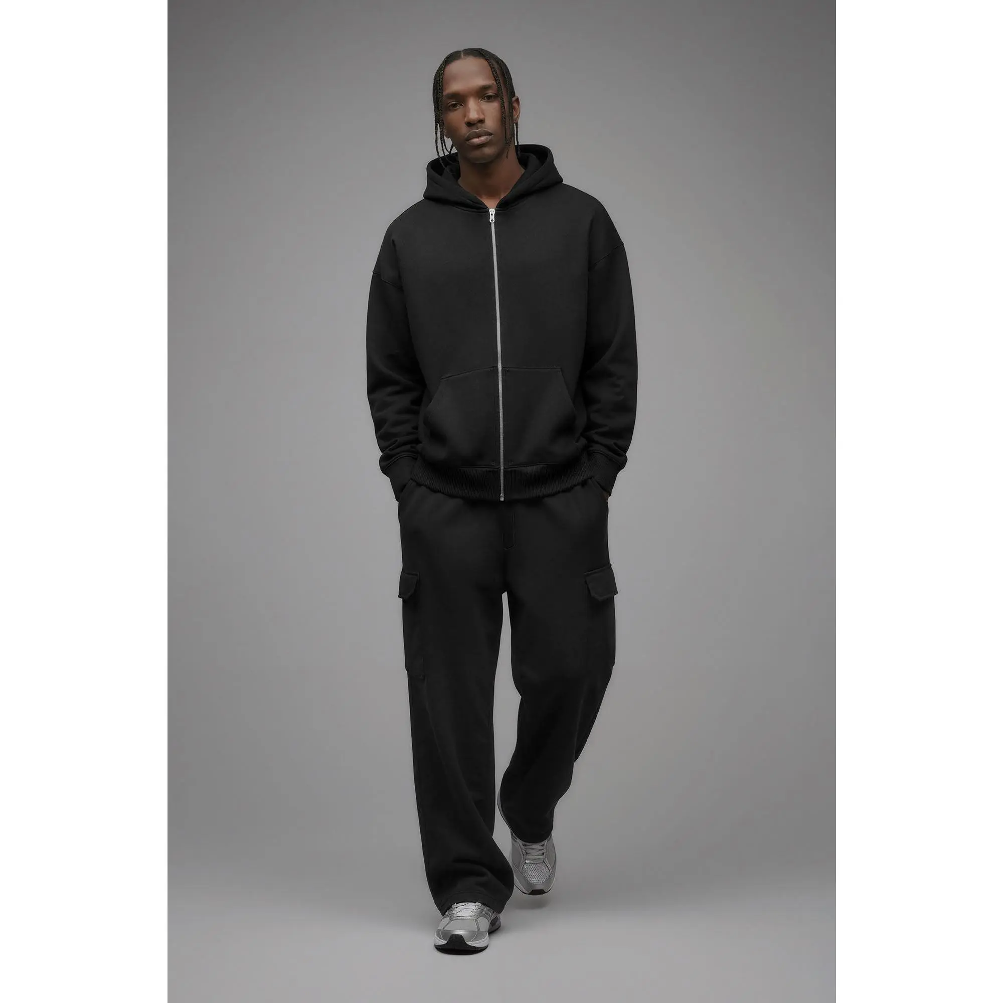 410 Oversized Zip Hoodie - Black