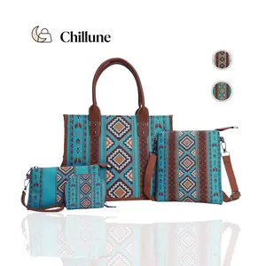 Premium 4-Piece Bohemian Canvas Sling Bag Set – Large Crossbody Shoulder Tote with Adjustable