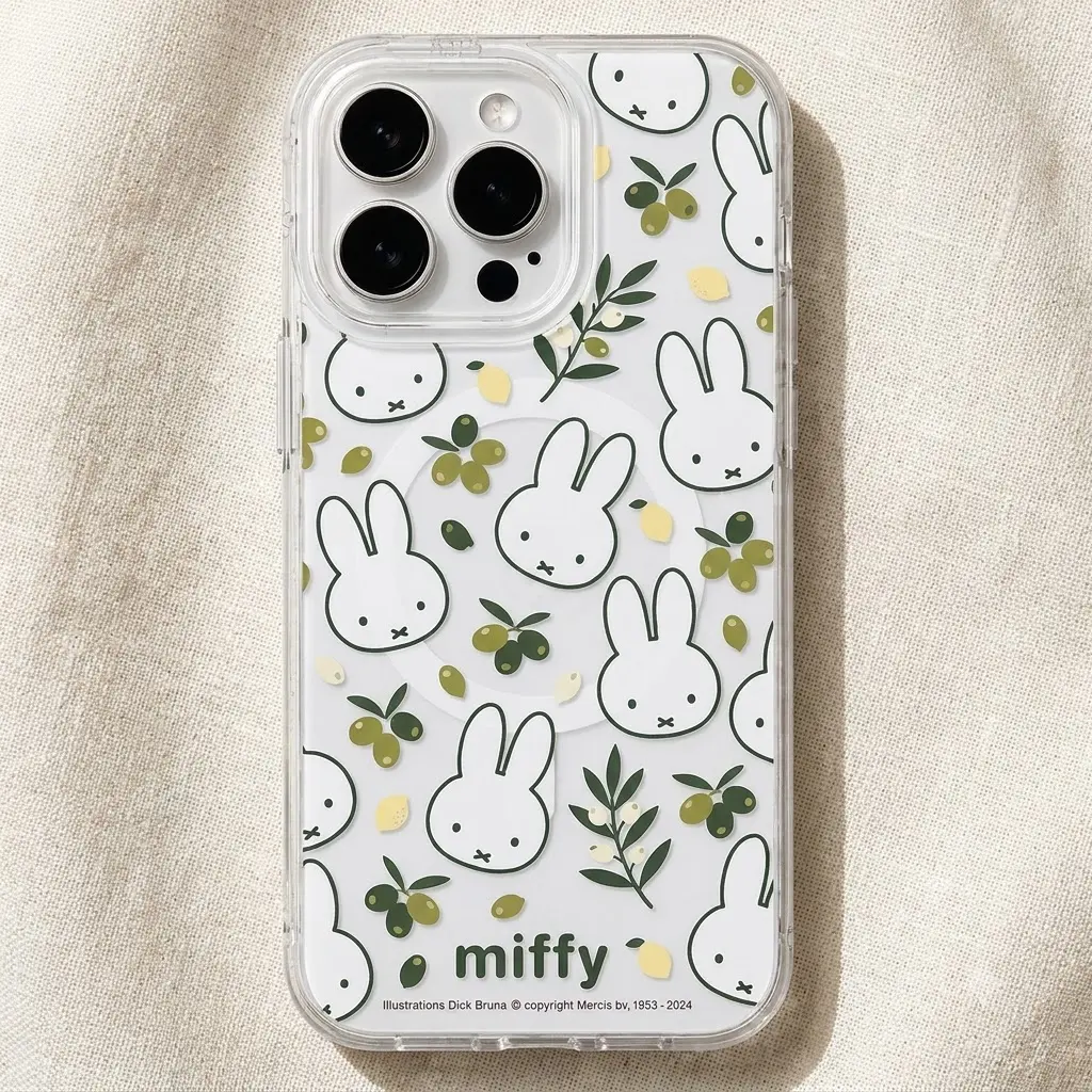 Cute Kawaii Miffy Olive MagSafe Clear Phone Case,Cute Bunny Shockproof Protective Cover, Slim Wireless Magnetic Case for iPhone 17 16 15 14 13 12 11 Pro Max, Samsung S26 S25 S24 S23 S22 Ultra