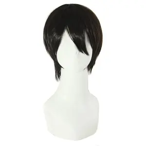 12 Inch / 30 cm Men Short Straight Wig Cosplay Costume Wig (Black) Synthetic Wig