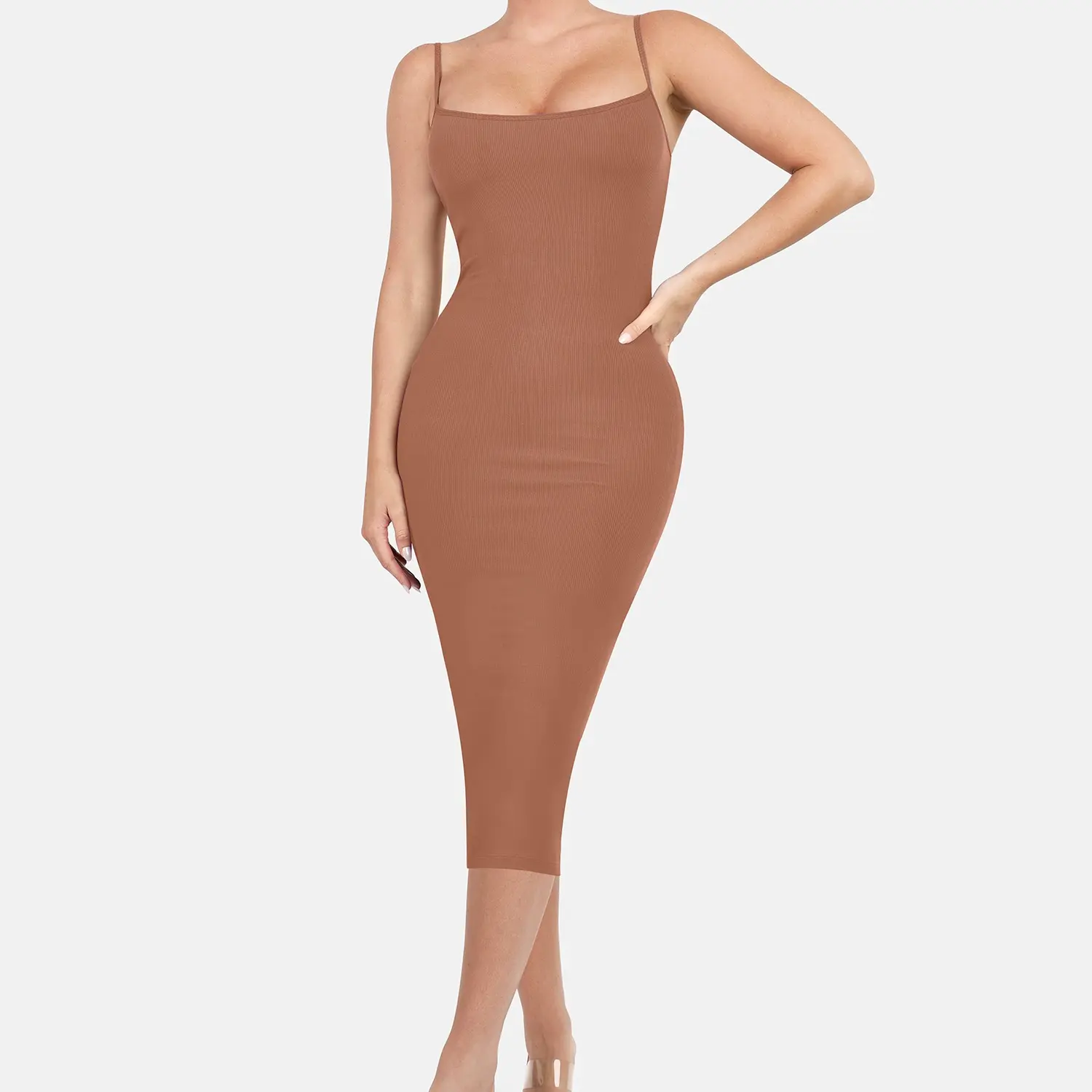 Midi Lounge Dress for woman-Light Brown
