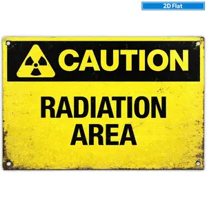 2D flat retro radiation hazard warning sign - heavy iron nuclear warning sign wall decoration, suitable for radiation area warning signs in offices, exhibition areas - nuclear facilities and science-themed rooms, 2D flat