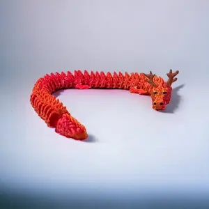 Christmas Dragon Articulating 3D printed collectible figurine, gift Multicoloured