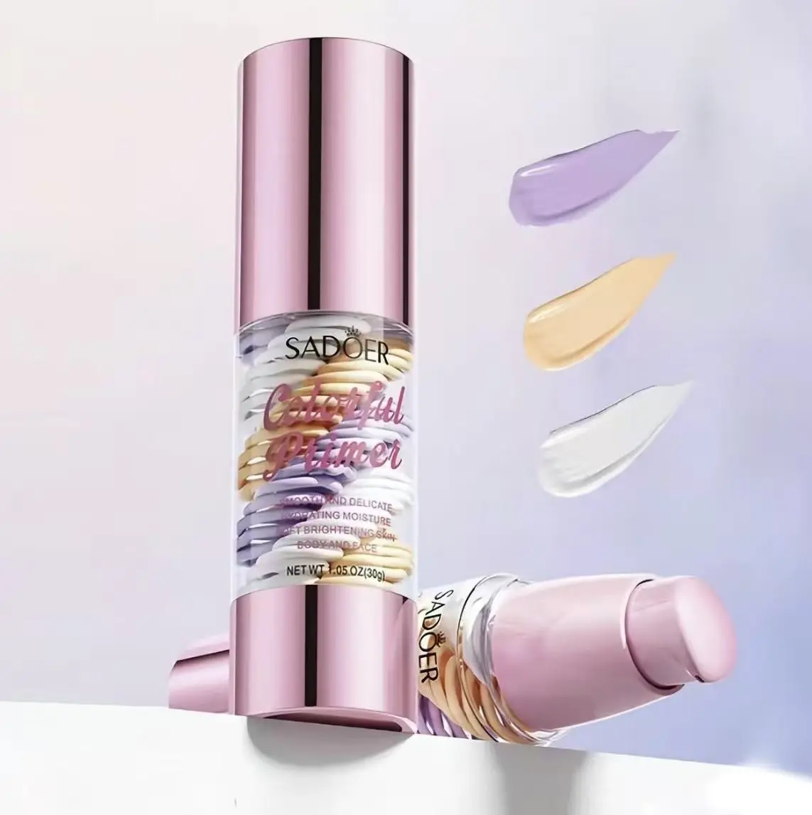 3-Color Correcting Primer 30g, Hydrating Face Base With Hyaluronic Acid, Daily Makeup Essential, Radiant Glow Primer, Glow Base