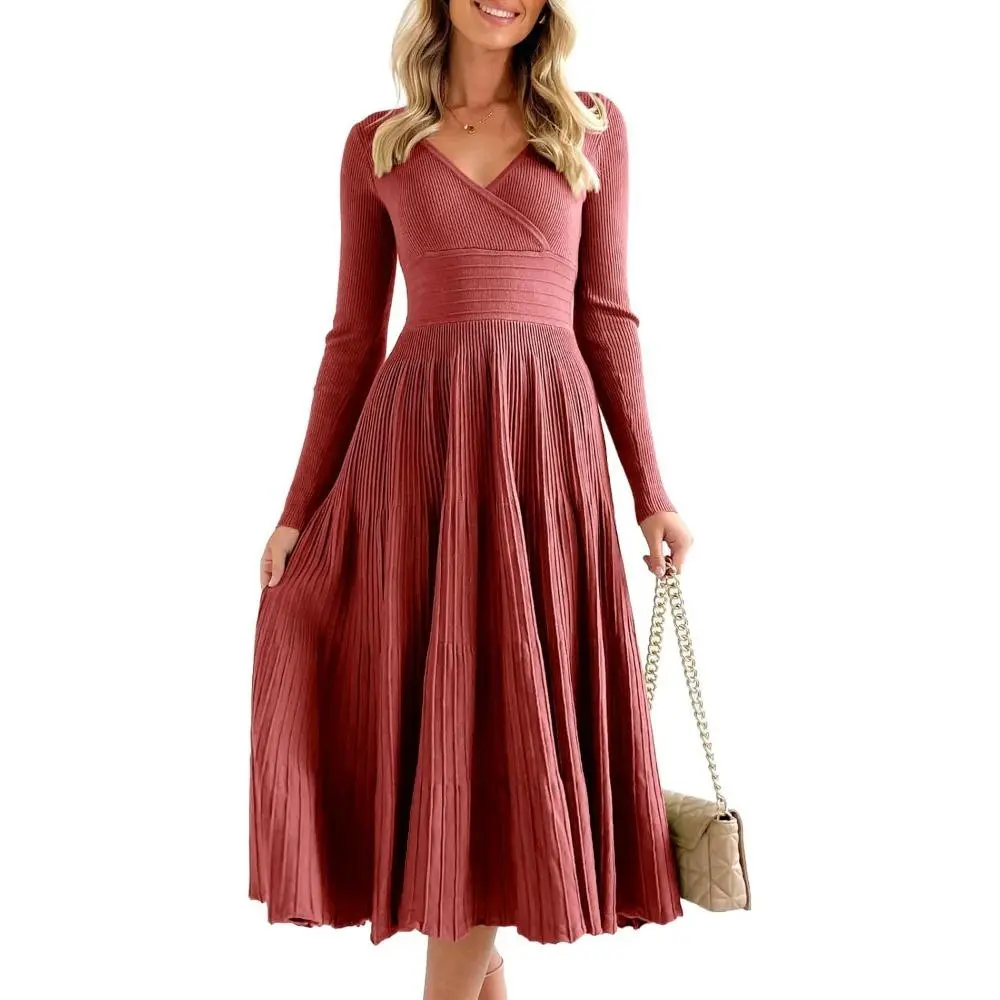 Saodimallsu Womens Long Sleeve Midi Sweater Dress Wrap V Neck Pleated A Line Fit Flare Elegant Knit Maxi Dress Casual Bride - TikTok Shop Saodimallsu Womens Long Sleeve Midi Sweater Dress Wrap V Neck Pleated A Line Fit Flare Elegant Knit Maxi Dress Casual Bride - TikTok Shop