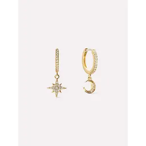 Crescent Moon Huggie Hoops - Celeste