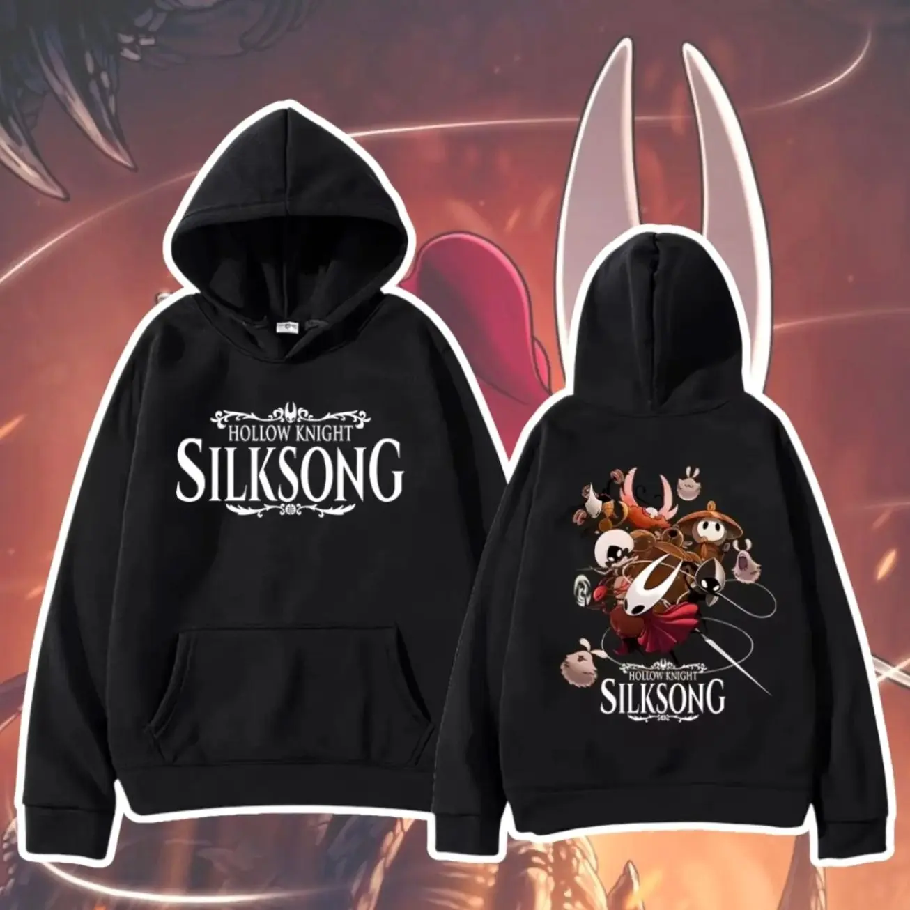 Hollow Knight Hoodie, Silksong Game Hoodie, Long Sleeve Pullover Streetwear, Christmas Gifts