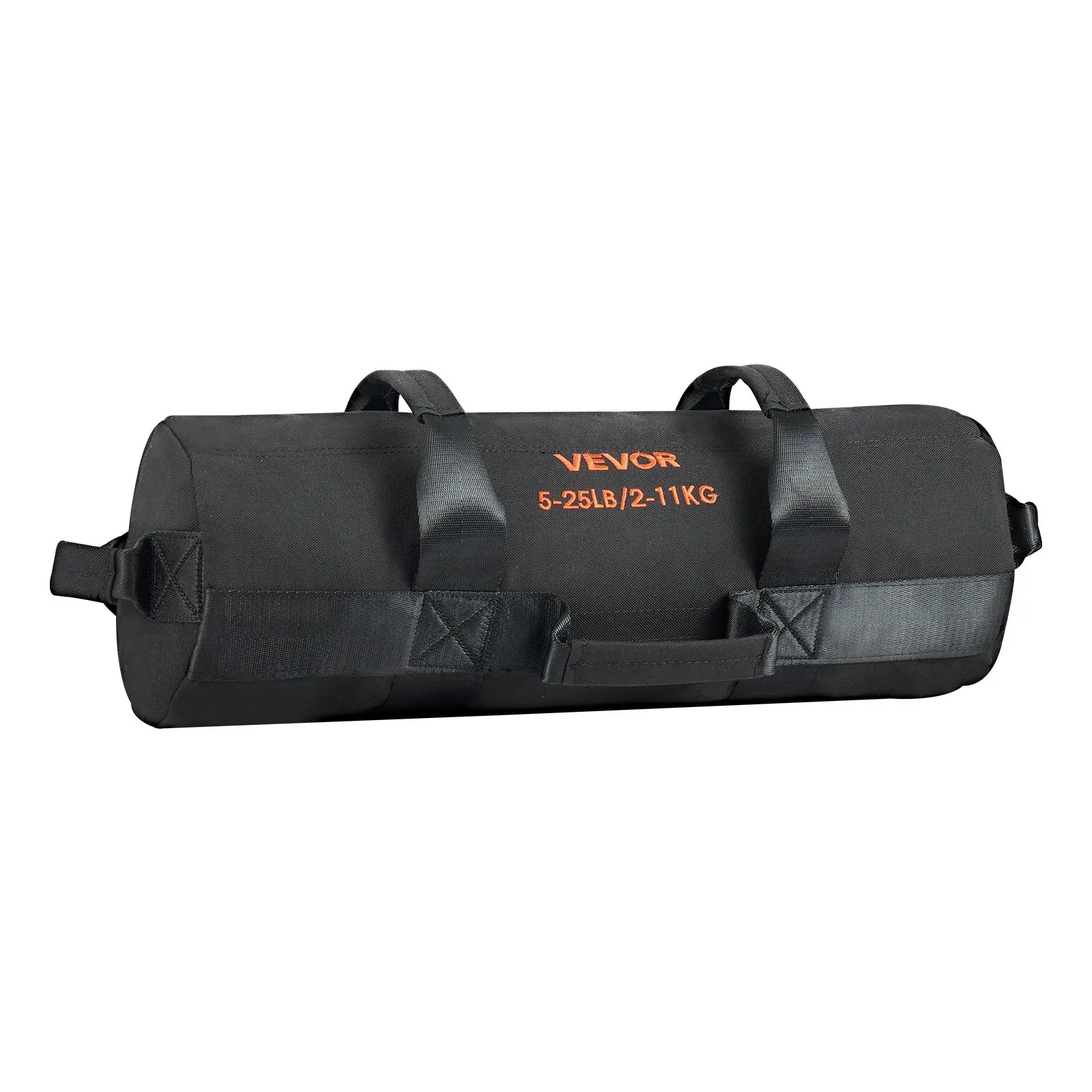 【Summerfinds】VEVOR Unfilled Black Heavy-Duty Adjustable Sandbags with Handles, 1000D-PVC & PU Coating Nylon Cordura, 5-25 lbs/2-11 kg Cap, Durable & Impact-Resistant Home Gym Full-Body Training Slam Bags, 19.69x6.50x6.50in Cross-Training Tool