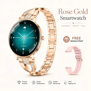Women Smart Watch 1.32 Inch AMOLED HD Screen Bluetooth Calling Heart Rate Sleep Monitor Fitness Tracker IP68 Waterproof with Free Strap