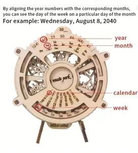 Texture Mechanical Aesthetics~Perpetual Calendar 3D Wooden Puzzle Kit, Fun and Practical Assembled Toy