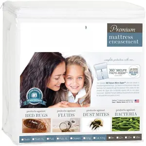 Zippered Mattress Protector -  9-12 Inch  Mattress Cover for Bed - Breathable & Noiseless Washable Mattress Encasement - Calking