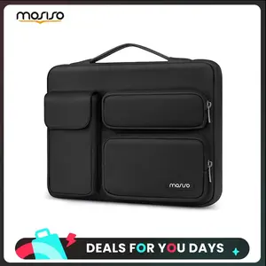 MOSISO 360-Degree Protective Laptop Sleeve, 13-17.3in Multi Functional Waterproof Bag with Laptop Compartment, 2 Raised & 1 Flapover Pockets, Side Open Handle, Compatible with MacBook Air/Pro Dell XPS HP Lenovo ASUS, Office Work Bag for School Travel, Tra
