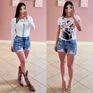Ariel Risen Distressed Denim Shorts