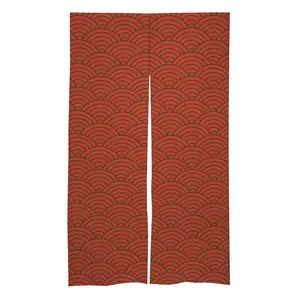 Japanese Noren, Japanese Door Curtain, Japanese Pattern Hemp Curtain, Japanese Waves Door Curtain, Door Curtain, Room Divider- Red Noren